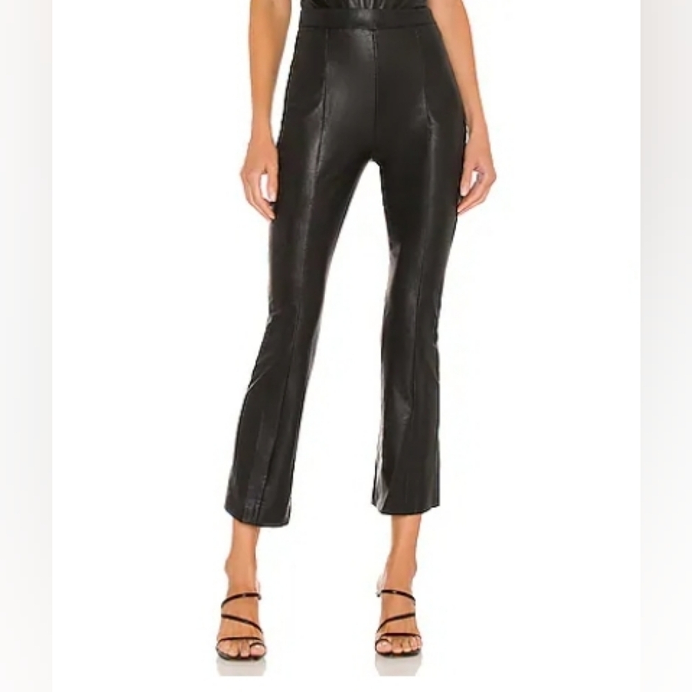 ❤️ AMANDA UPRICHARD CROP FLARE LORNA VEGAN LEATHER PANTS, HIGH RISE, LARGE